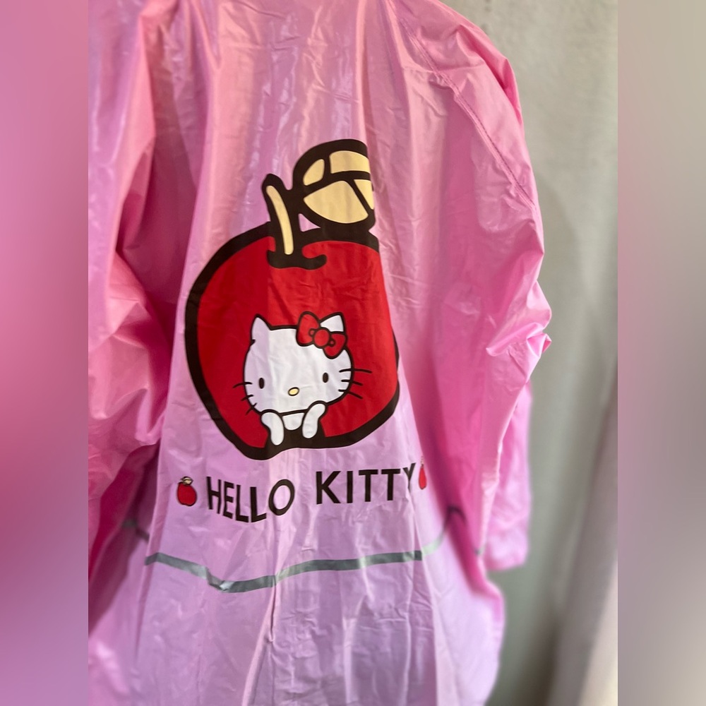 Hello Kitty Pink Rain Poncho with Red Apple Graphic